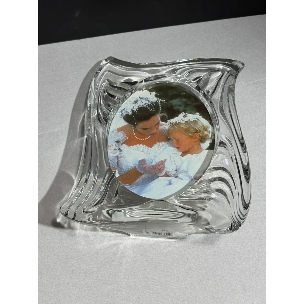 Mikasa Emotion Crystal Picture Frame WX242/575 Swirl Wave Glass Japan 4.5x6.5